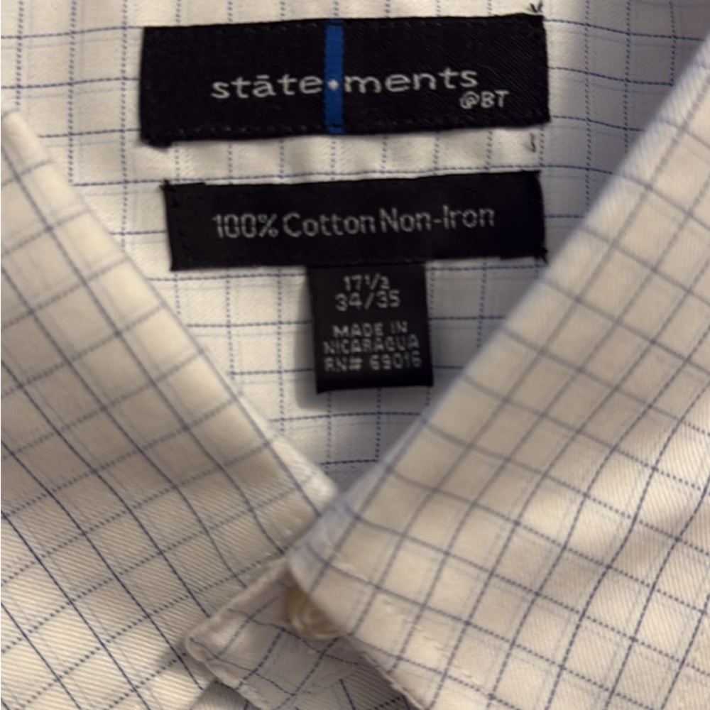 Men's White Checkered Button-Down Shirt - Picture 3 of 4